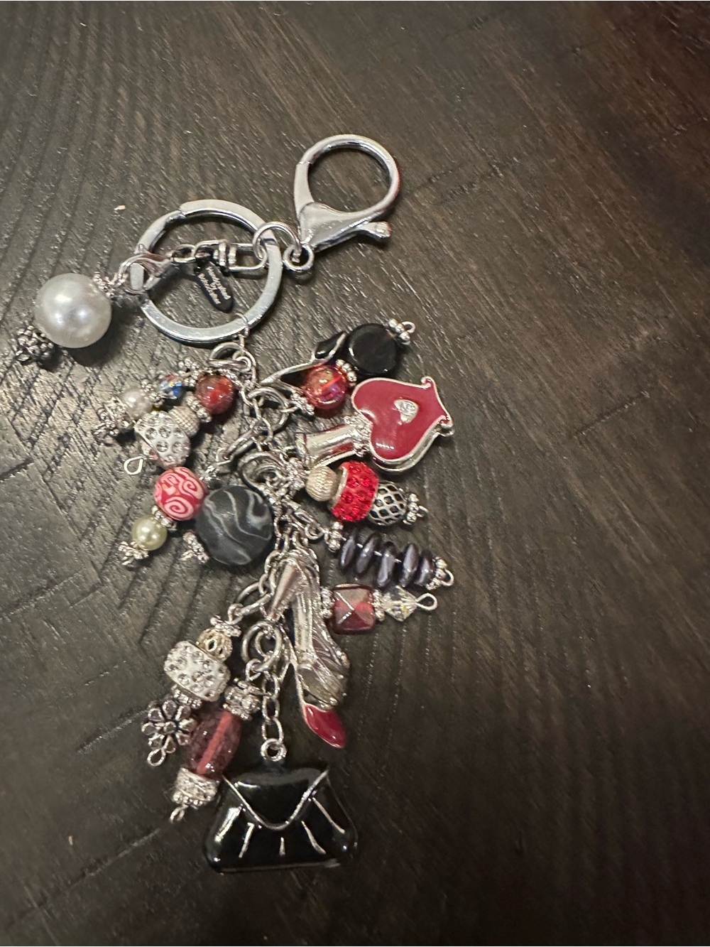 Charming ❤️Red & Black Beaded Charm Keychain